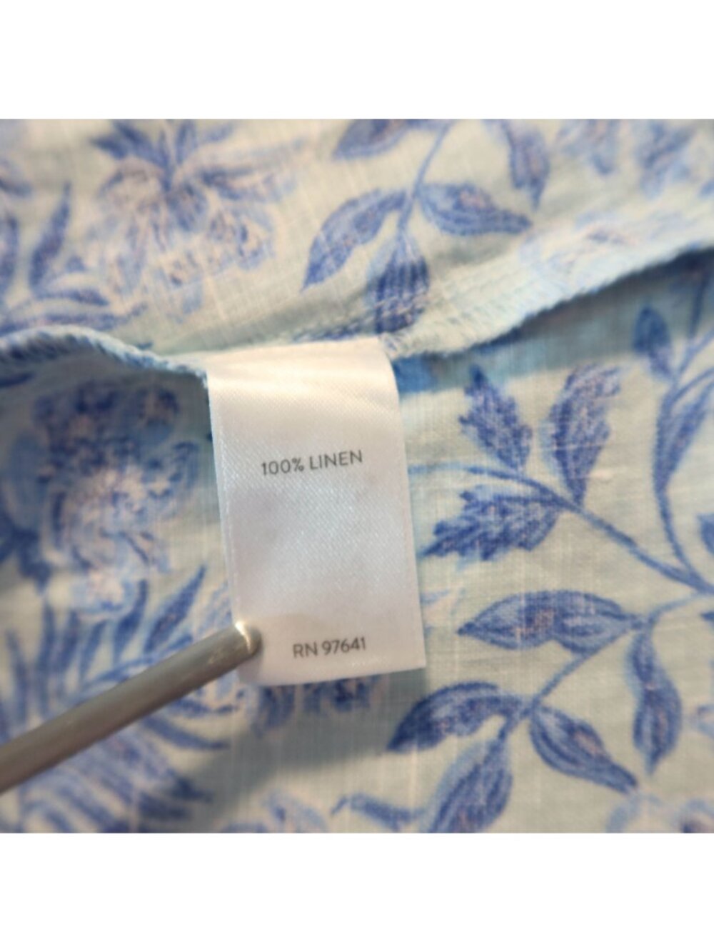 J JILL Love Linen V Neck Maxi Dress Size L NWT Aqua Floral Coastal Summer - Picture 11 of 11